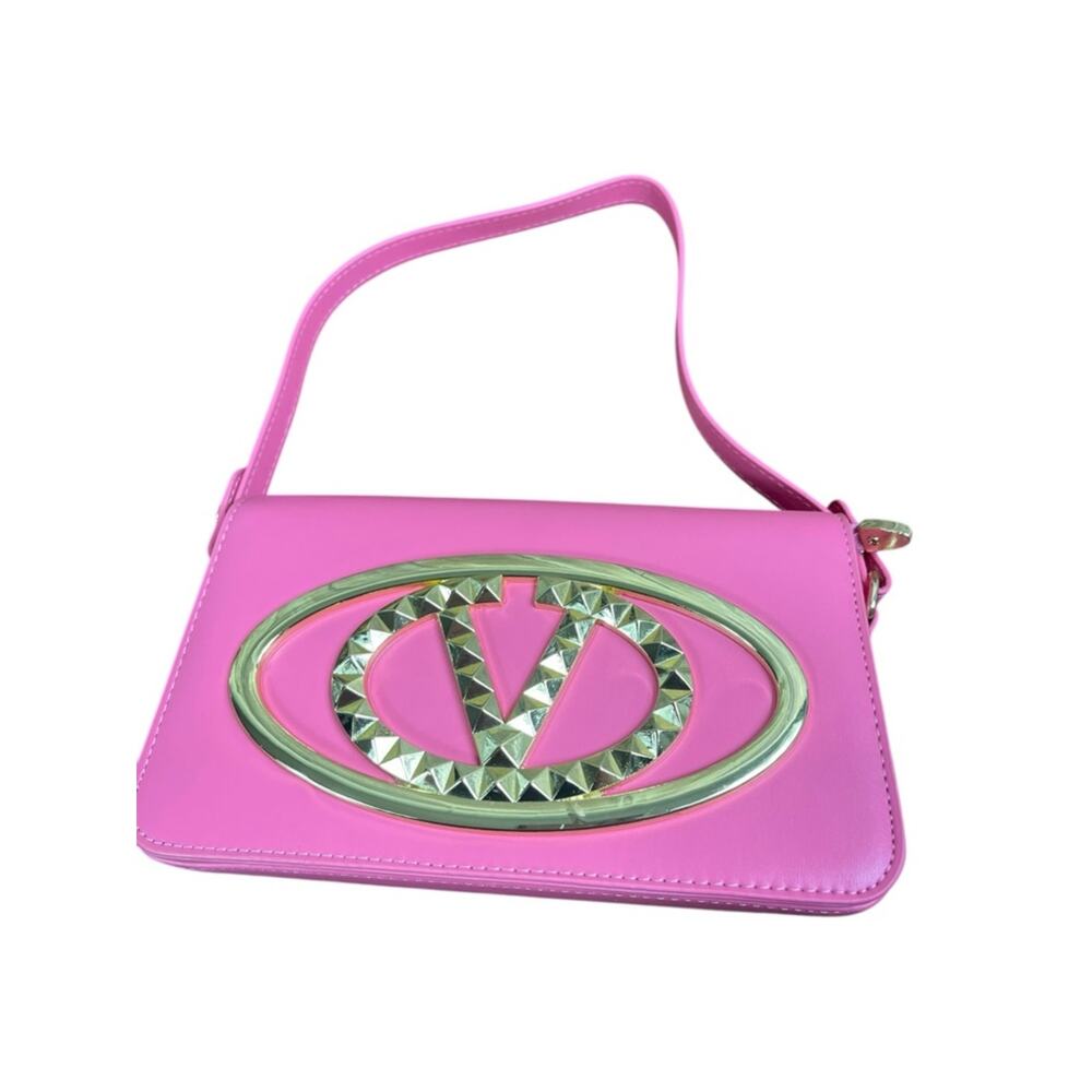 Designer Pink V Logo Shoulder Crossbody Bag - Picture 8 of 15